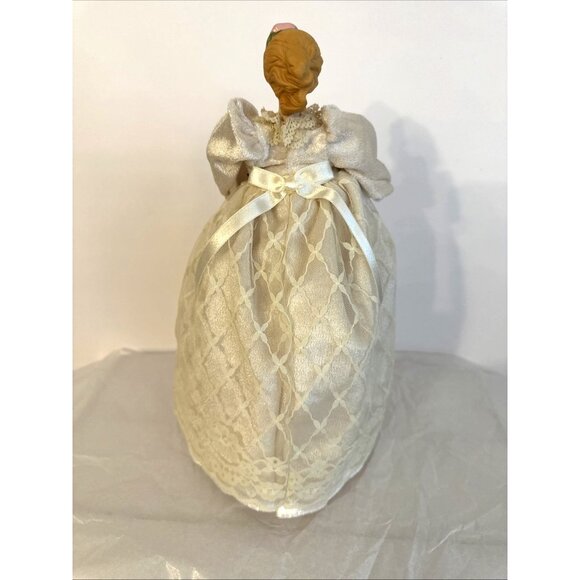 Vintage Victorian Lady Angel Christmas Tree Topper 12” White Lace Dress Ribbons - Picture 6 of 8